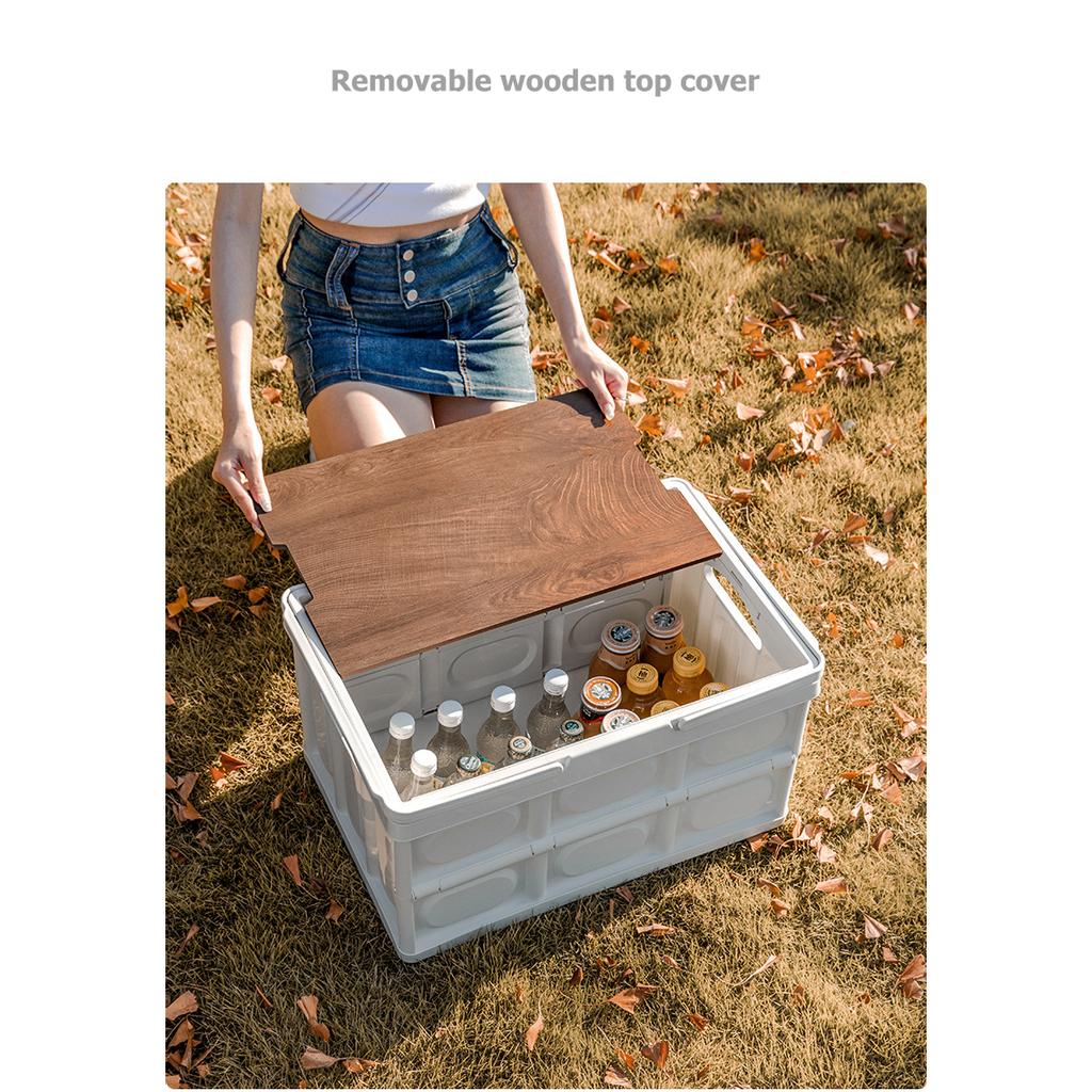 Große weiße Box. Tragbare faltbare Aufbewahrungsbox. Outdoor-Camping-Picknickkorb. Aufbewahrung von Spielzeug und Snacks im Kofferraum