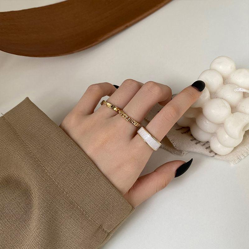 3 unids/set de anillos de Metal redondos de esmalte blanco bohemio, conjuntos de anillos ajustables abiertos con giro geométrico para mujeres y niñas, joyería de boda