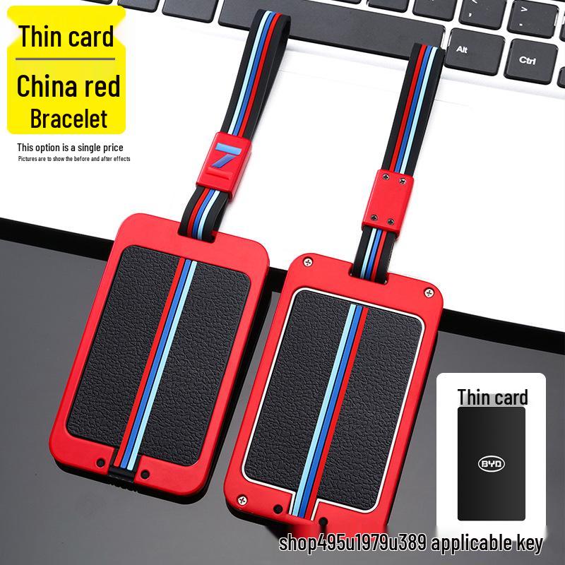 BYD Autoschlüsselhülle für Song Pro, Han DM und Qin - Hochwertige Metallschnalle mit Kohlefaser-Muster