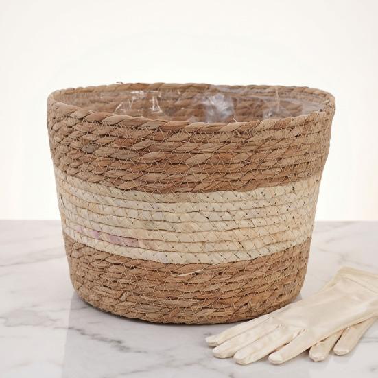 Flowerpot Leak-Proof Mess-Free Hand-Woven Plant Pot Wet Soil Resistant Planter Multipurpose Garden Storage Basket