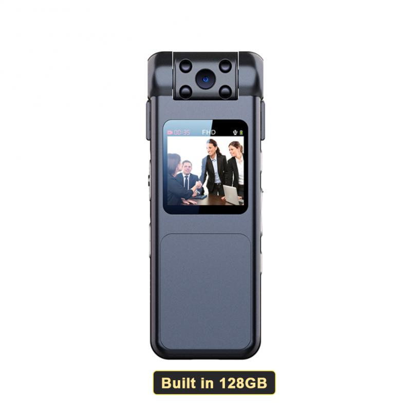 1080P HD Infrarot Nachtsicht Mini Kamera mit LED Bildschirm Kleiner Camcorder 180° Angel Bodycam Polizei Cam Fahrradkamera