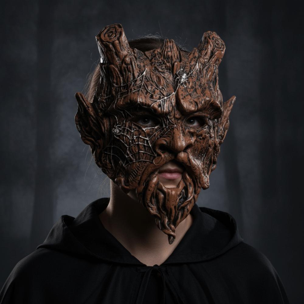 Breathable Halloween Tree Demon Mask Spider Web Pattern Tree Monster Mask Tree Man Mask Carnival