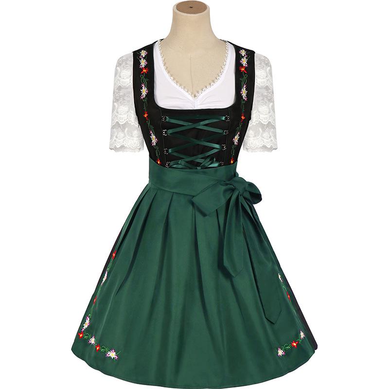2025 Spring/Summer Women's European & American Cosplay Maid Beer Costume Short Sleeve Dress Set