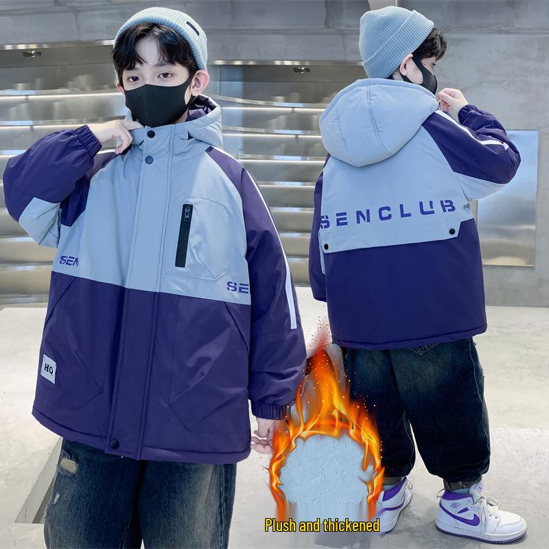 Boys' Winter Thickened Down Cotton Jacket 2025 - Fashionable Middle and Large Children's Warm Coat