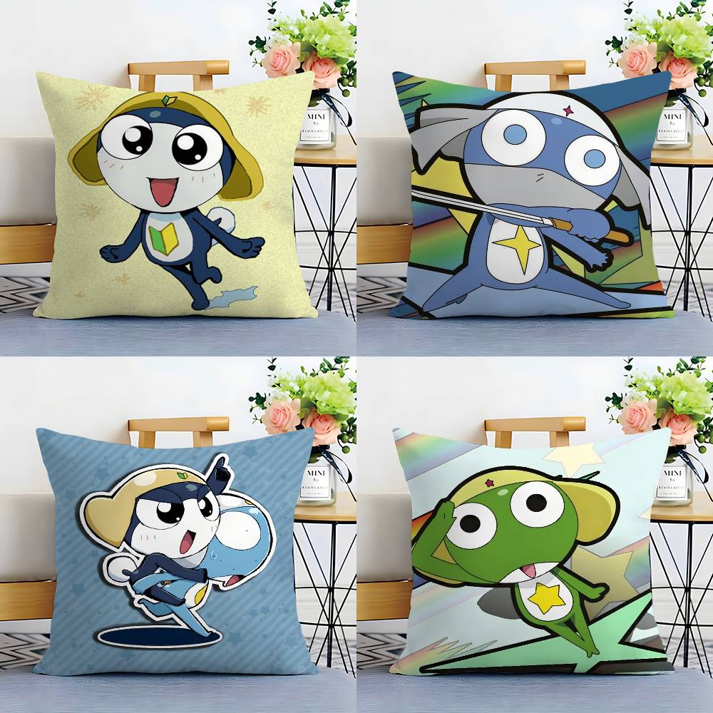 K-Keroro G-Gunsou Frog Pillow Case Plush Fabric Soft Double Sided Print Sofa Cushion Cover Throw Pillow Covers