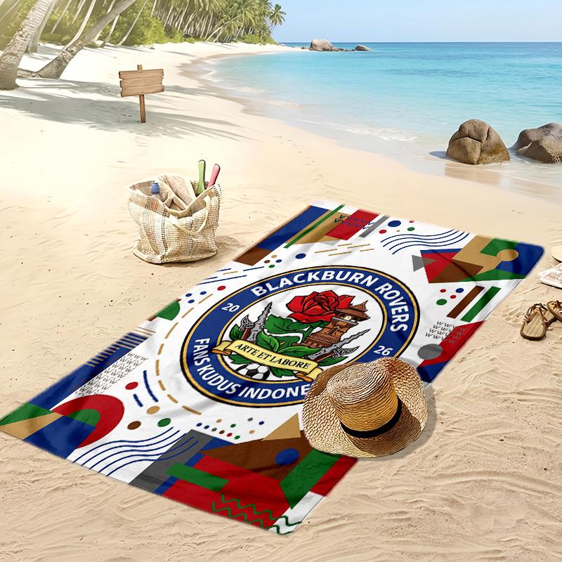 Telo Mare con Stampa Calcio Blackburn Rovers, Telo Grande Morbido Asciugatura Rapida per Spiaggia Campeggio Nuoto