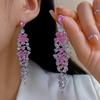 French Court Style Purple Zircon Geometric Flower Earrings for Women - Luxurious, Trendy, Exquisite Stud Jewelry