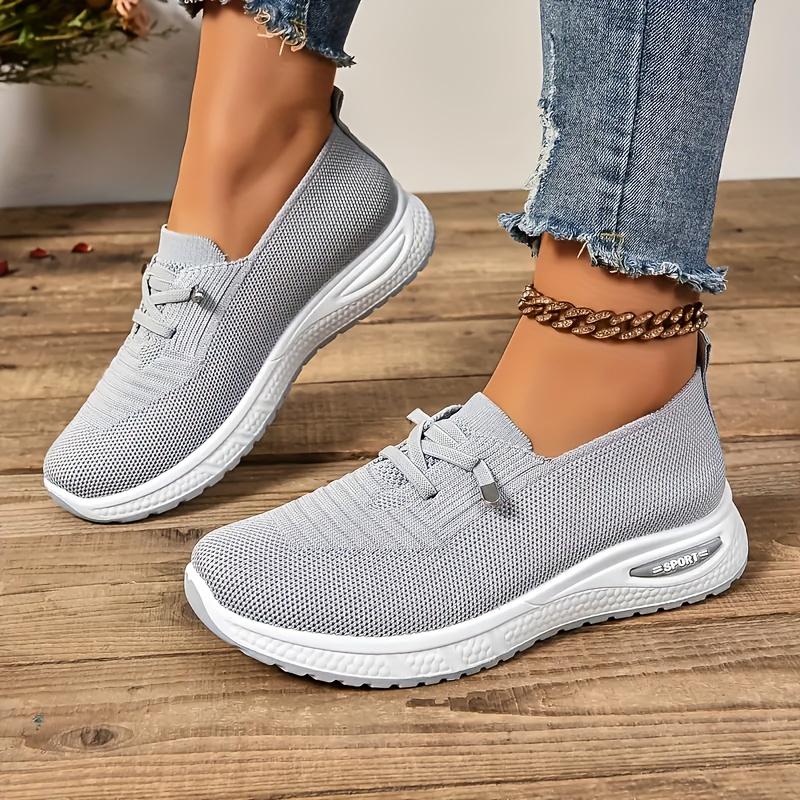 

Women Fashion Sneakers Ladies Lace Up Flat Shoes Slip on Shoe Woman Casual Shoes Sport Trainers Mesh Breathable Shoes 43 сірий