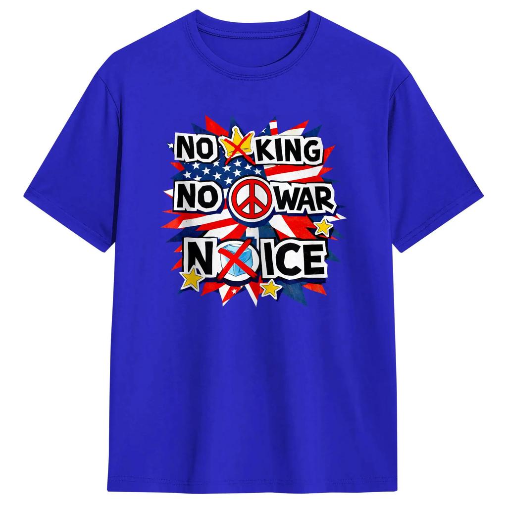 Nessun Re Nessuna Guerra Nessun ICE Poster Patriottico Maglietta per Uomo Crazy Cotton Maglietta Girocollo Manica Corta Magliette Abbigliamento Originale