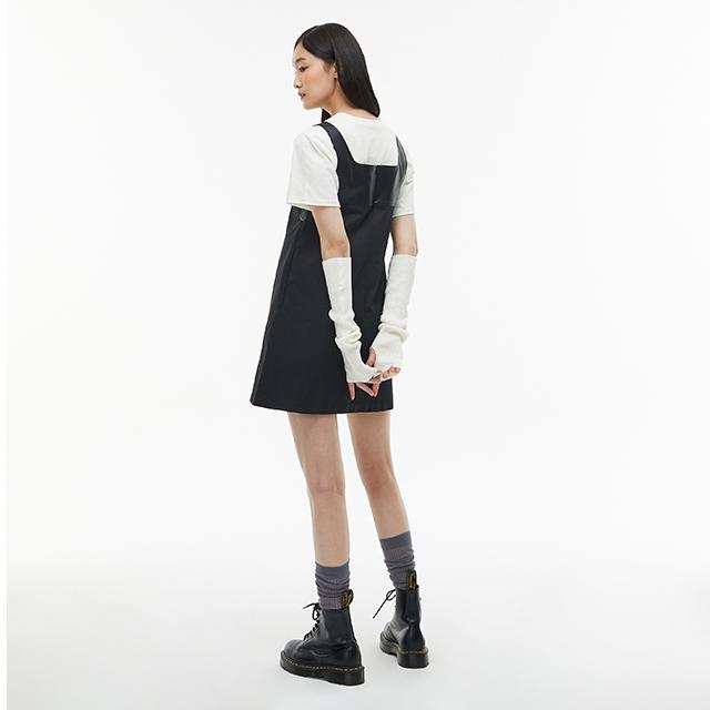 Rap Faux Leather Contrast Bustier Dress Aq1Wo266