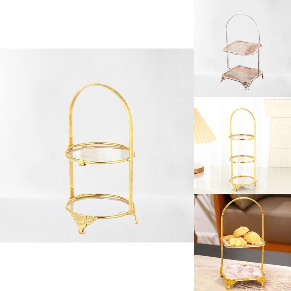 Multilayer Food Tray Organizer With Gold Finish For Home And Gift Use