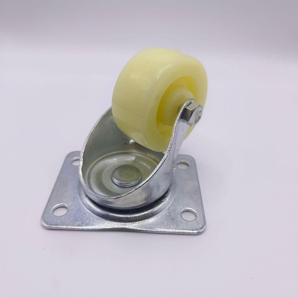 Lightweight Nylon Swivel Caster with White Flat Fat Tire Wheel for Furniture