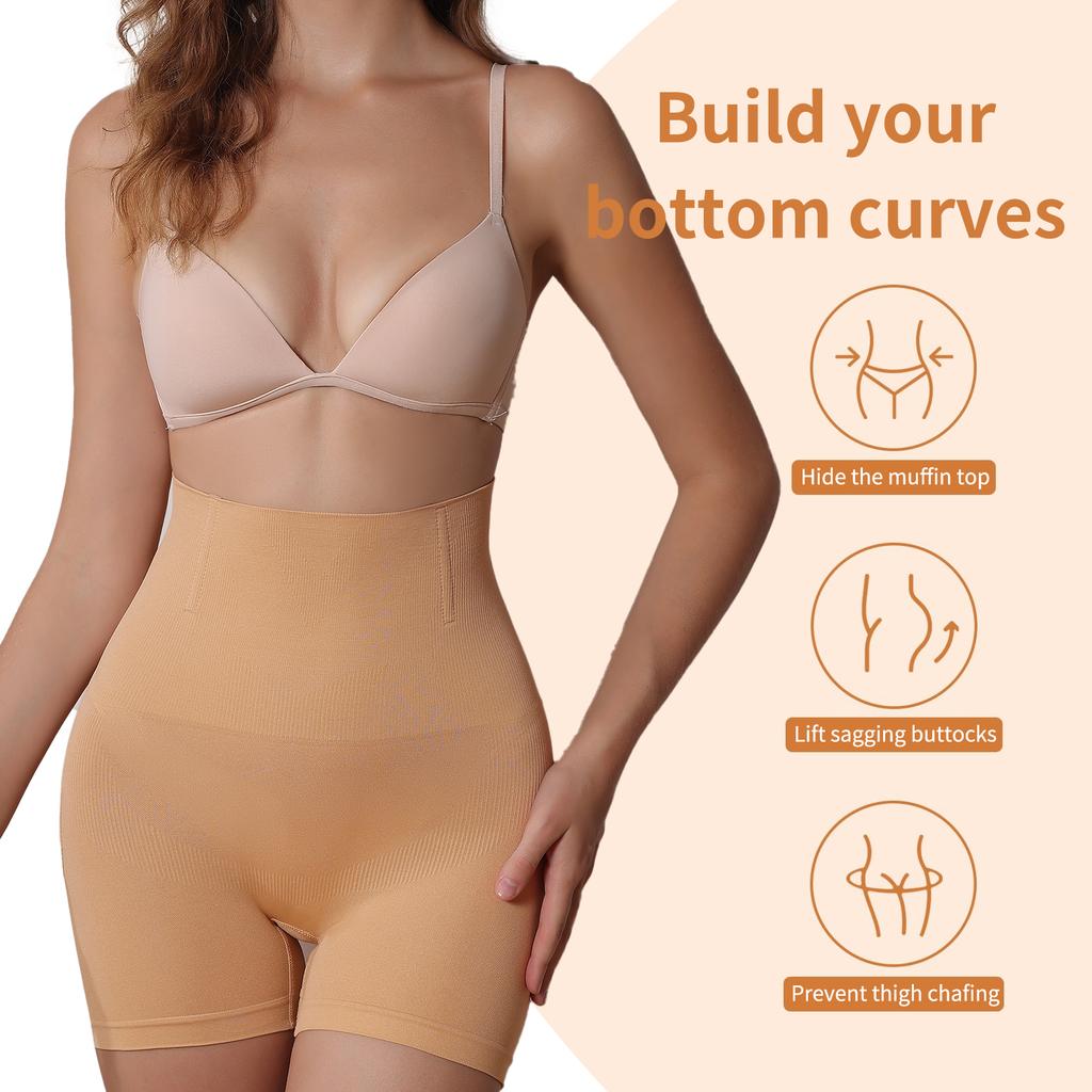 Damen Formwäsche Shorts Nahtlose Po-Lifter Tanga Unterwäsche Hoher Bund Taillentrainer Bauchkontrolle Höschen Kompressions Body Former