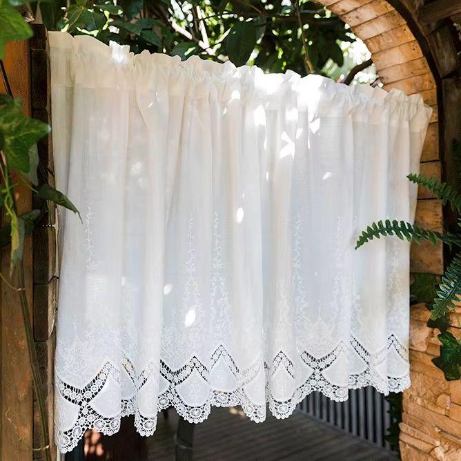 Vintage Embroider Fabric Curtain Blackout Curtains Kitchen Bedroom Bathroom Cabinet Home Decor Rod Pocket Cafe Short 1 Panel