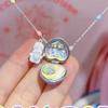 Sweet Rabbit Opening Closing Heart Locket Necklace Charm Colorful Beaded Chain Necklace Sweet Collarbone Chain Accessory