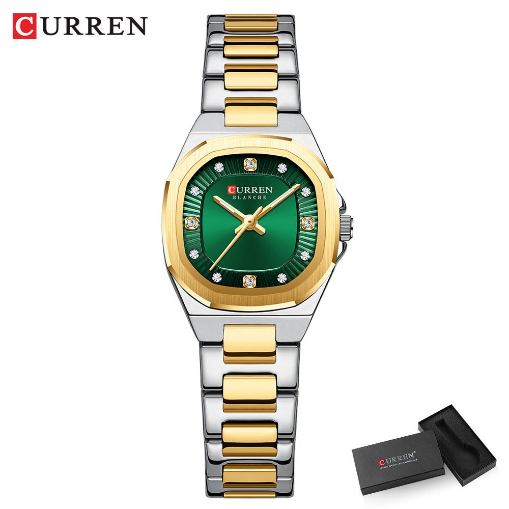 CURREN Gold Women's Watch Diamond Accents Stylish Stainless Steel Band, Elegant Design Comes with Free Box
