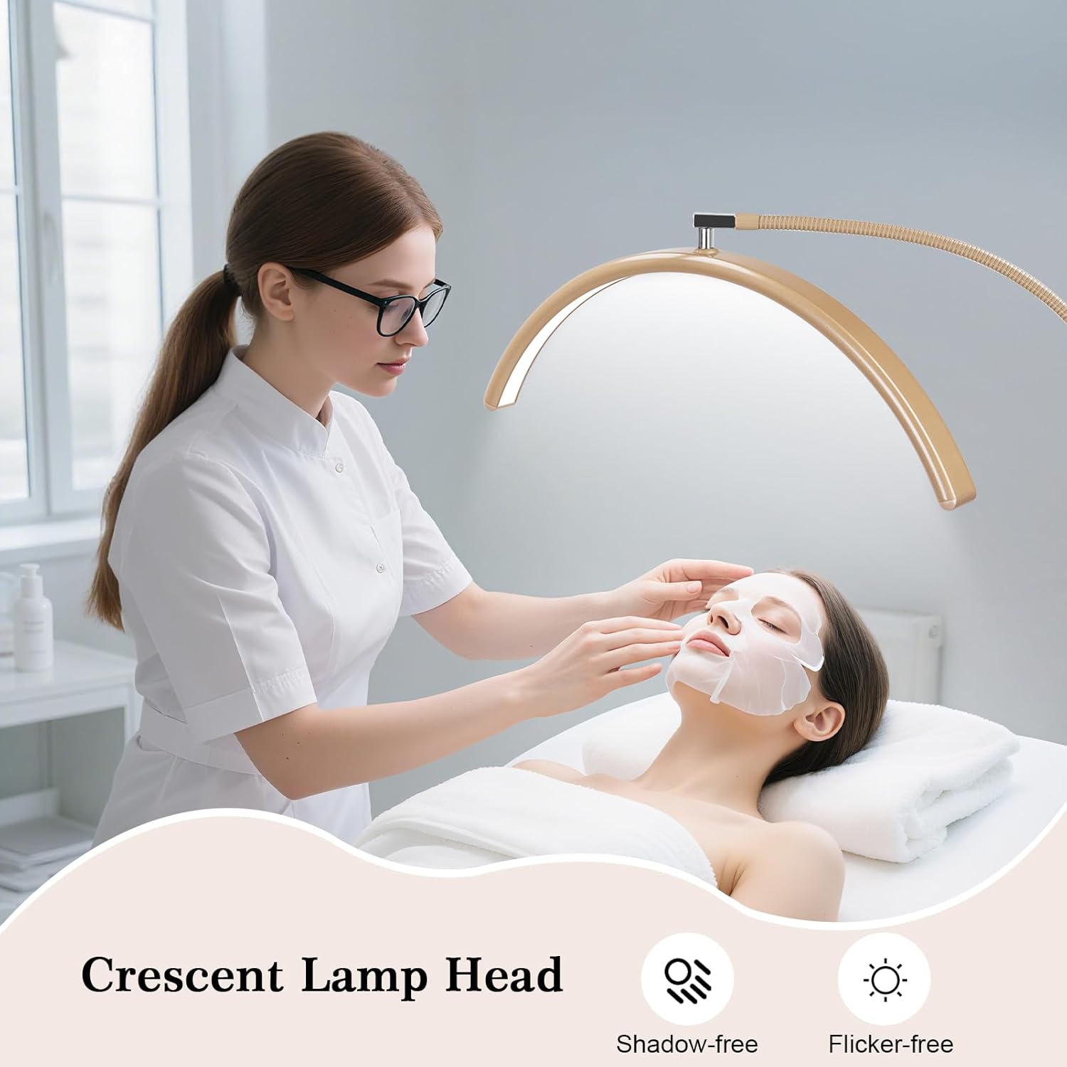 

Half Moon Lash Light, Dimmable LED Eyelash Lamp with Flexible Gooseneck, Gold United States