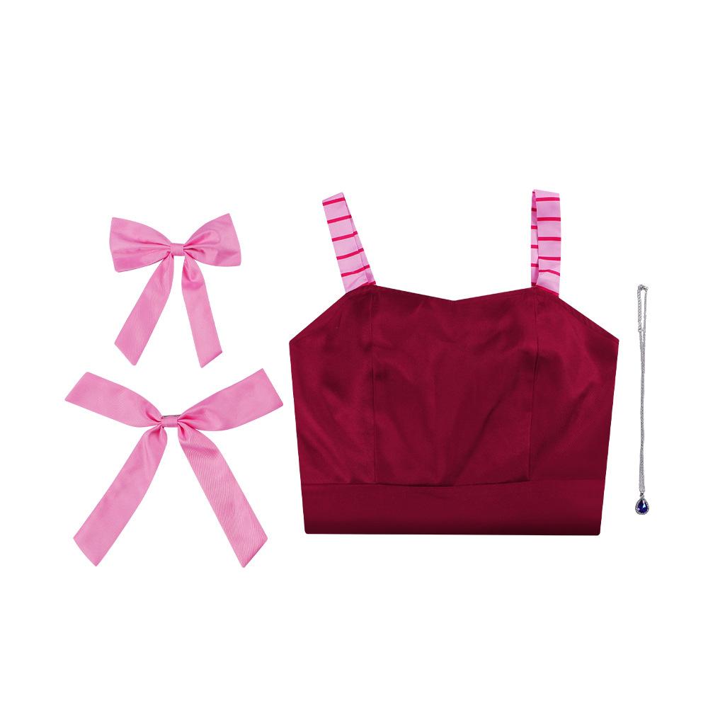 Cosplay goblin tail cos costume Miraj Strauss burgundy dress cosplay costume halloween