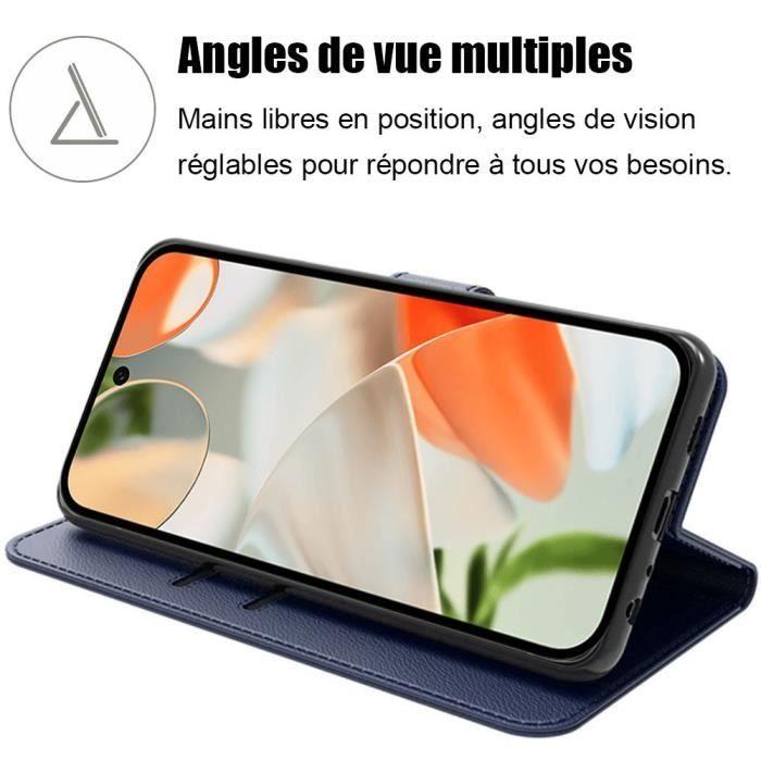 Coque + 2 Verres Trempés pour Google Pixel 9, Protection Portefeuille Anti-Rayures Cuir PU Bleu Marine