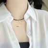 Korean Fashion Black Rope Necklace Women Adjustable Elegant Metal Love Heart Pendant Choker Jewelry Christmas Gift