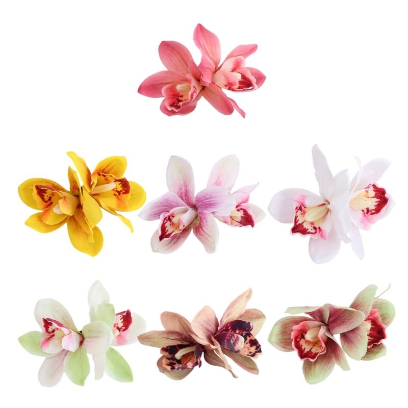 Bohemian Style Hairpin Double Large Artificial Cymbidium Flower Hair Clip For Women And Girls Fashion Accessory