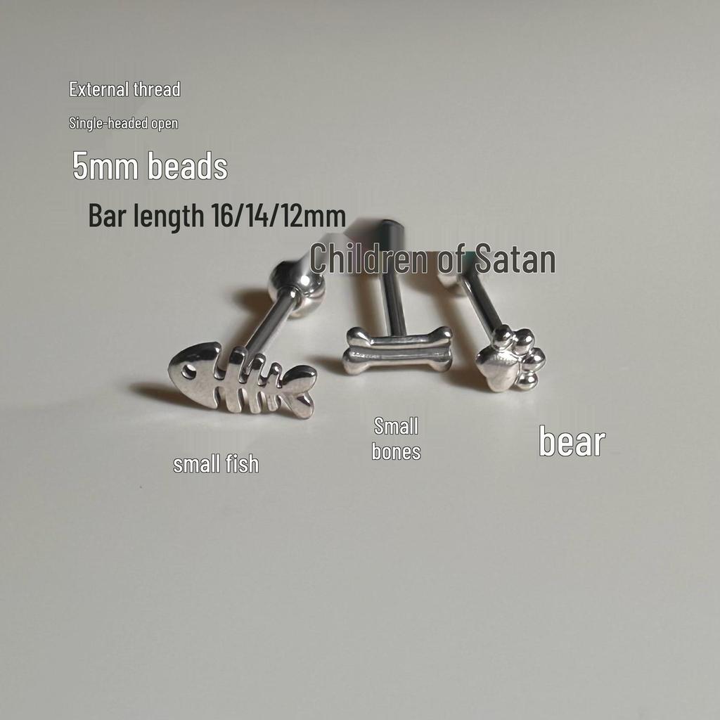 Satan's Child Titanium Steel Tongue Ring: Sweet, Cool, Cute Design