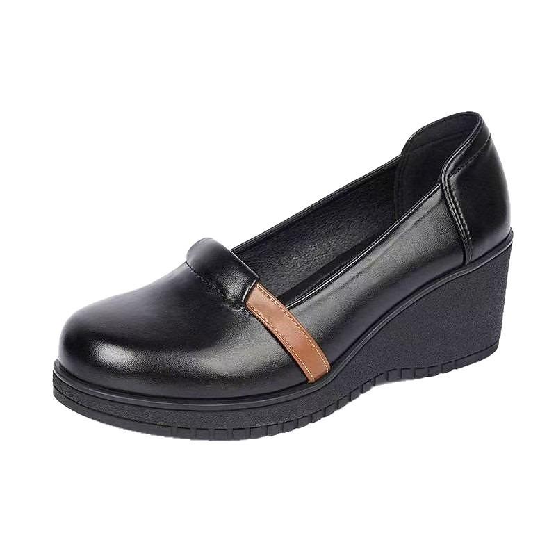 Autumn Retro Soft-soled Thick-heeled Femininity Shoes Are Not Tired, and Small Leather Shoes Are Pushed On One Foot.