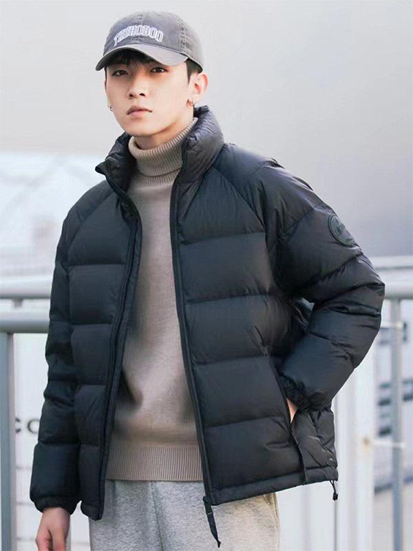 Men's 2025 Black Stand Collar Lightweight White Duck Down Jacket - Youth Thickened Short Outerwear