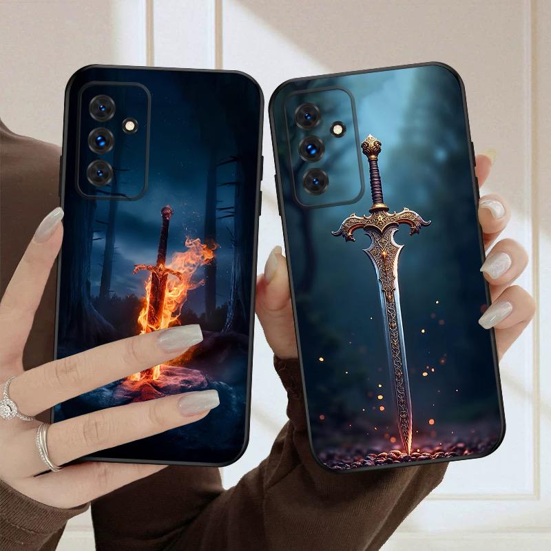 Ein Schwert mit Feuer Für Samsung S20FE S 21 22 23 FE 24 Plus 25 Ultra Galaxy M23 32 34 35 52 53 54 55 5G Silikon Weiche Handyhülle
