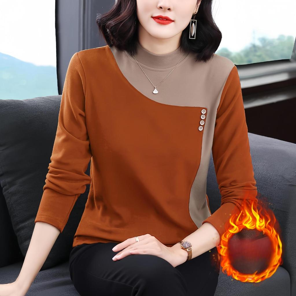 Bottom Shirt Women's New Semi-turtleneck Mother Long-sleeved T-shirt Plus Size Top