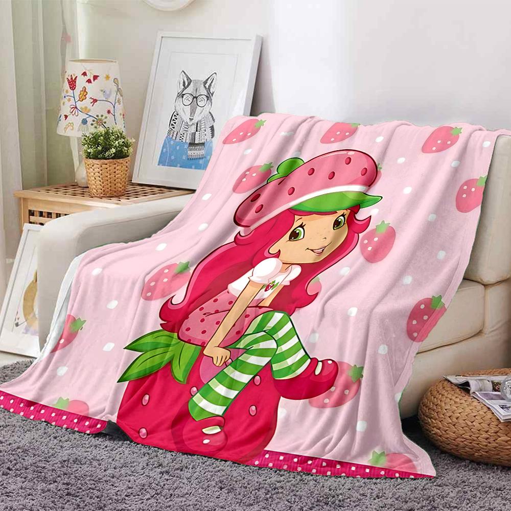 1Pc Strawberry Shortcake Party Blanket For Couch Bed Plush Cozy Fuzzy Blanket Super Soft Warm Blankets For Fall And Winter 0918252