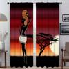 Anti-mosquito Curtains for Living Room African Woman Blackout Curtain Partition Home Interior Curtains 2 Pieces Blinds Shades