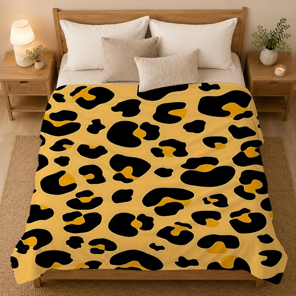 Leopard Print Animal Print Pattern Throw 240g flannel blanket, suitable for sofas, beds, offices, exquisite gift blankets