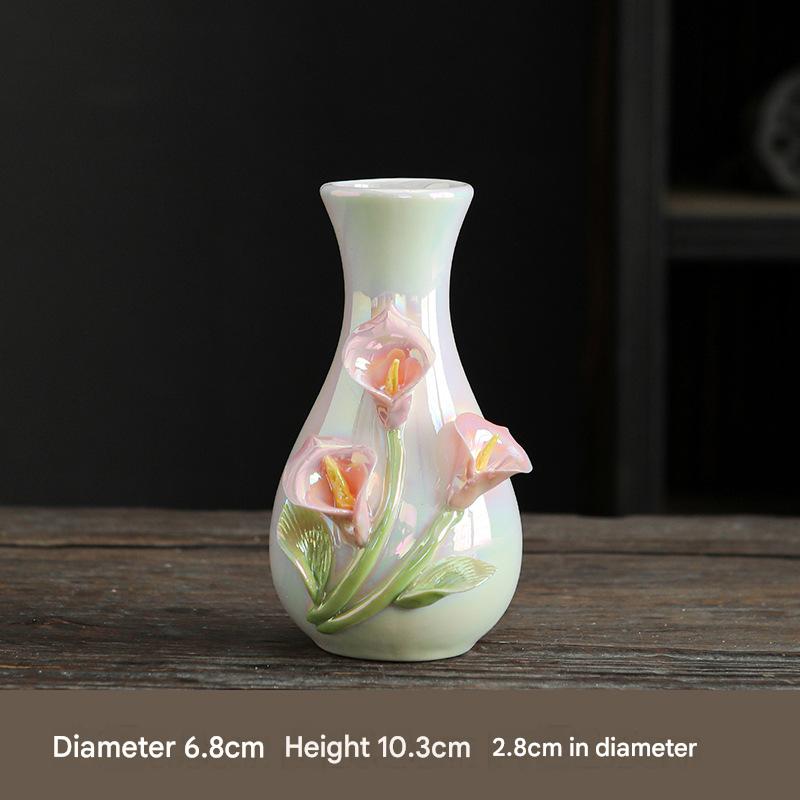 Hand-sculpted flower ceramic vase, ceramic hand-sculpted flower vase, desktop dried flower arrangement decoration