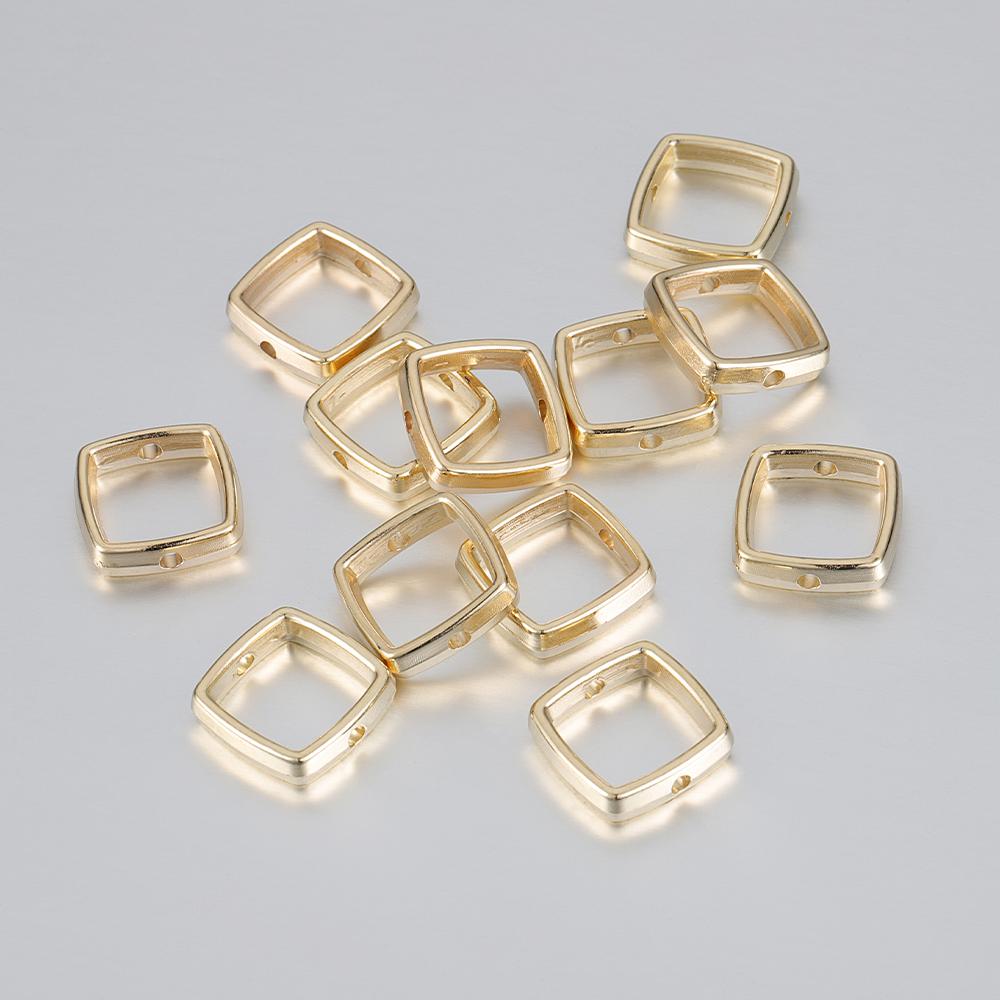 50pcs Two Hole CCB Square Love Heart Frame Spacer Beads DIY Necklace Bracelet Earrings Connectors Pendants Jewelry Accessories