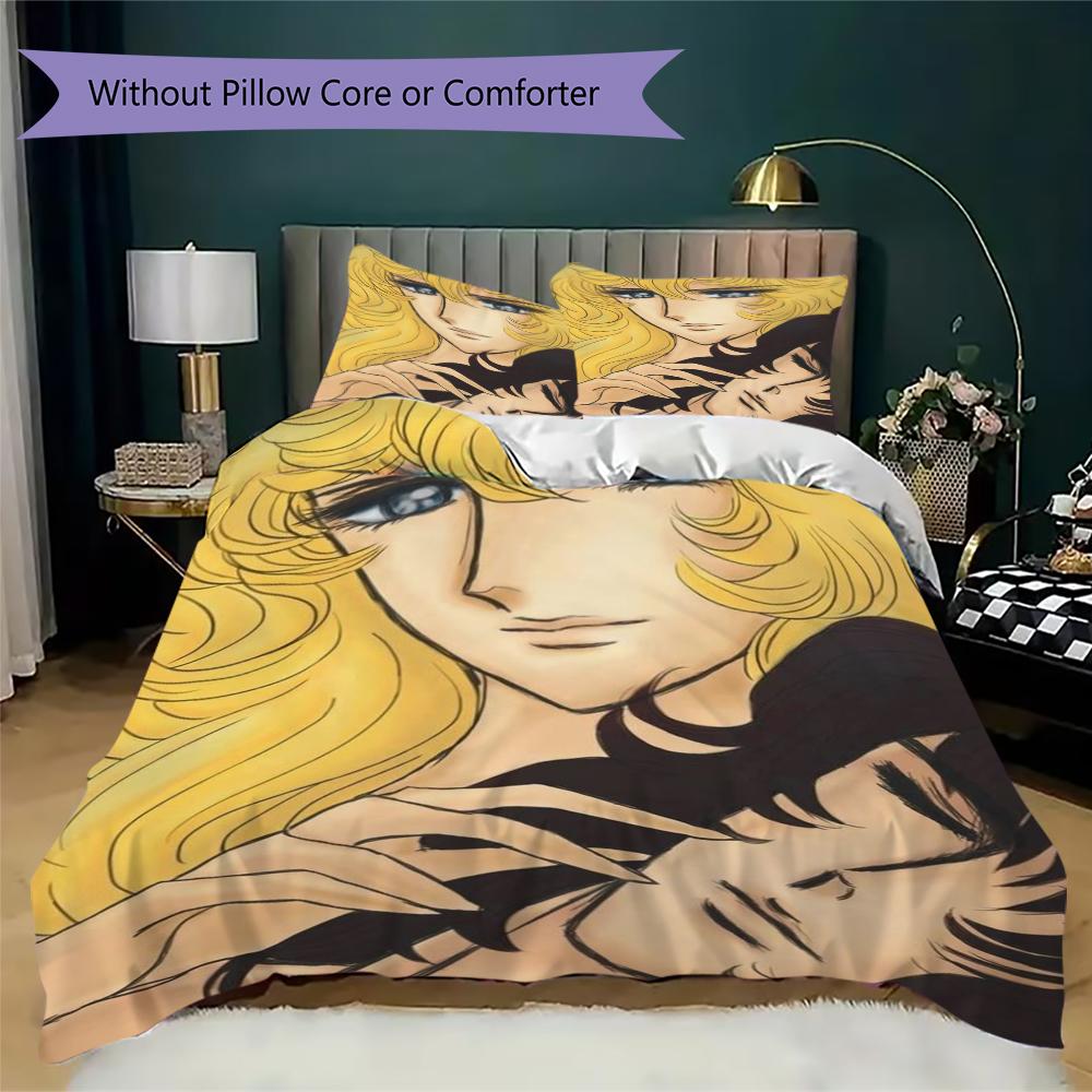 Versailles Rose Love Pattern Bedding uilt Set uilt Cover Pillowcase Home Decoration Birthday Gift (1 * duvet cover + 2 * pillowcase without core)237