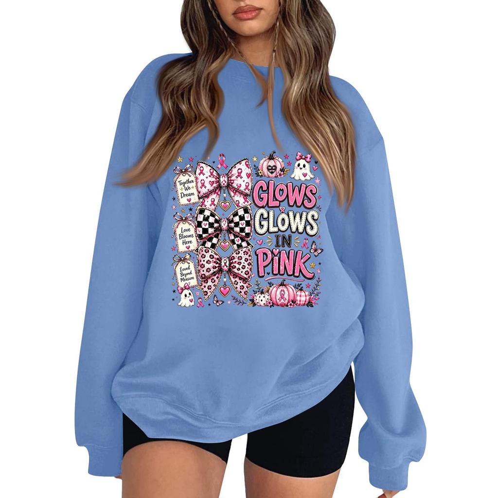 Women's Long Sleeve Neck Printed Pullover Sweatshirt Casual Top