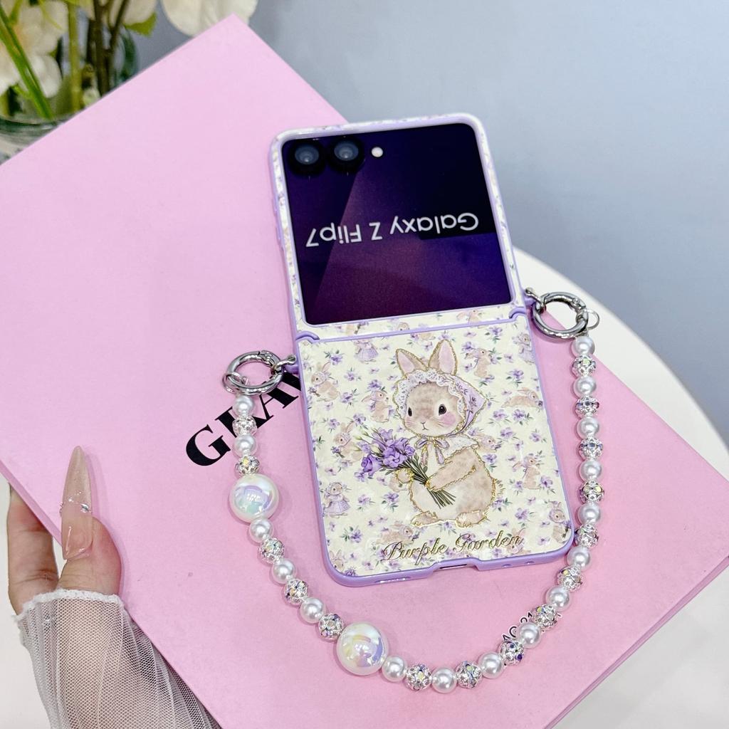 Z Flip7 Schönes Lila Kaninchen Armband Handyhülle Für Samsung Galaxy Z Flip 7 Z Flip6 Flip 5 6 Handheld Flip Cover