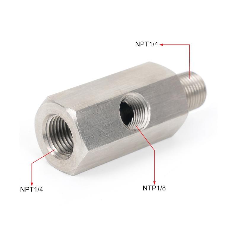 Тройник для датчика давления масла 1/8  NPT внутренняя резьба к M12 M10 M14 1/8NPT 1/4NPT Адаптер-тройник для подачи масла к датчику давления масла