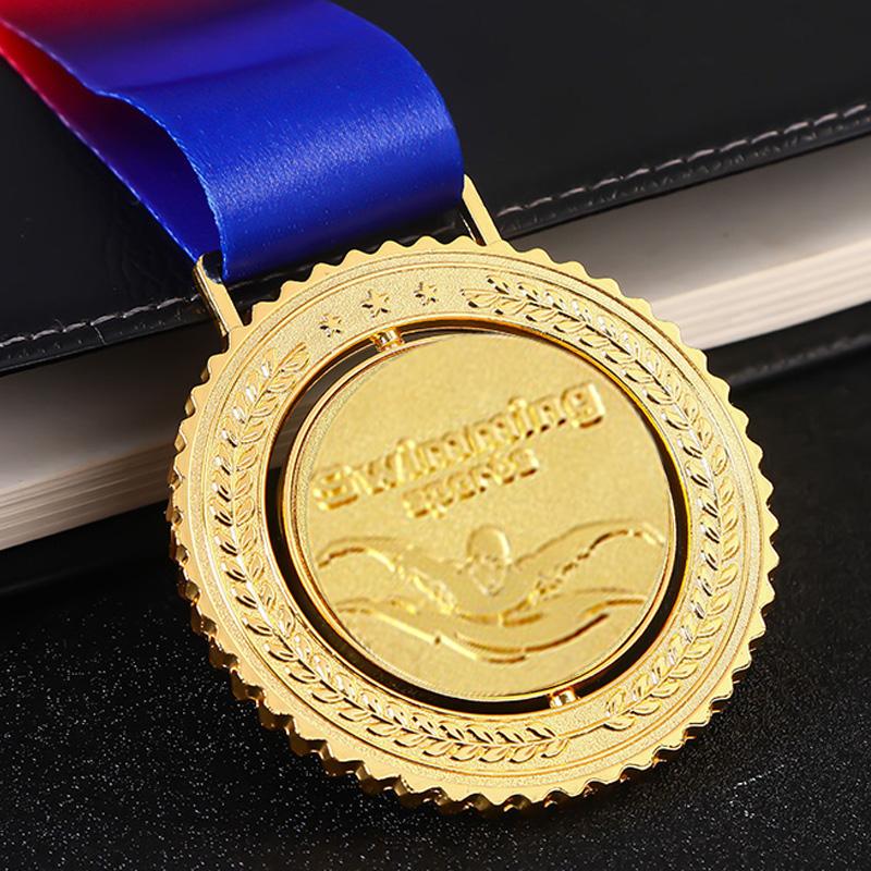 

Customized Rotatable Metal Medal, Basketball, Football, Badminton, Table Tennis Games, Swimming, Gold, silver, copper, 1Pc