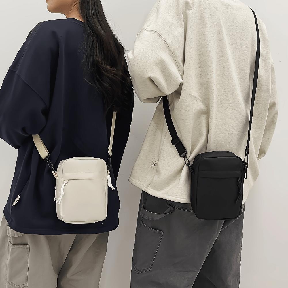 Men's Mini Crossbody Bag with Detachable Strap - Zipper Closure Phone Wallet for Everyday Essentials, Khaki/White/Black
