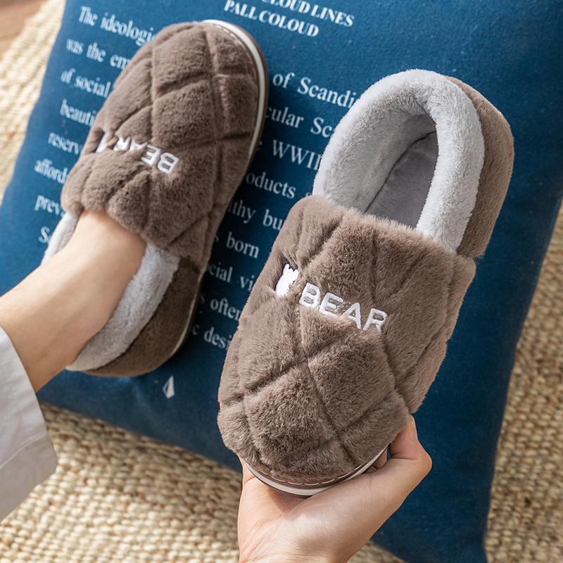 Women's cotton slippers winter bag heel indoor home warmth men's velvet household wool cotton shoes women's outer wear winter
