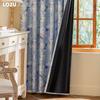 1 Stück LOZUJOJU Vorhänge im nordischen Landhausstil, blau bedruckt, mit blickdichten Vorhängen für Schlafzimmer, Wohnzimmer, Balkonfenster zur Heimdekoration