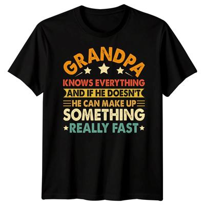 Men Grandpa Knows Everything Funny Fathers Day T-Shirt Tee Best Dad Ever Papa#FD