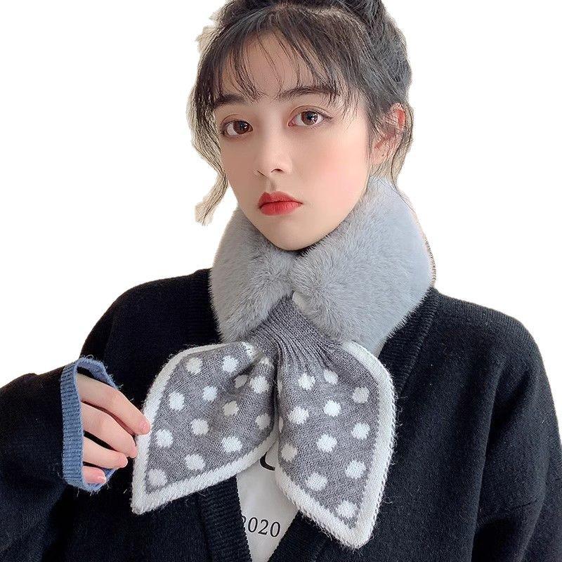 Women's Winter Rex Rabbit Fur Scarf - Thick, Warm, Plush Cross Neck Warmer, Unisex, Double-Sided Versatile Protector