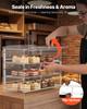 Bakery Display Case, 3-Tier Commercial Countertop Pastry Display Case, Clear Acrylic Bread Box for Kitchen, Party Cake Cabinet with Flip-Up Door for