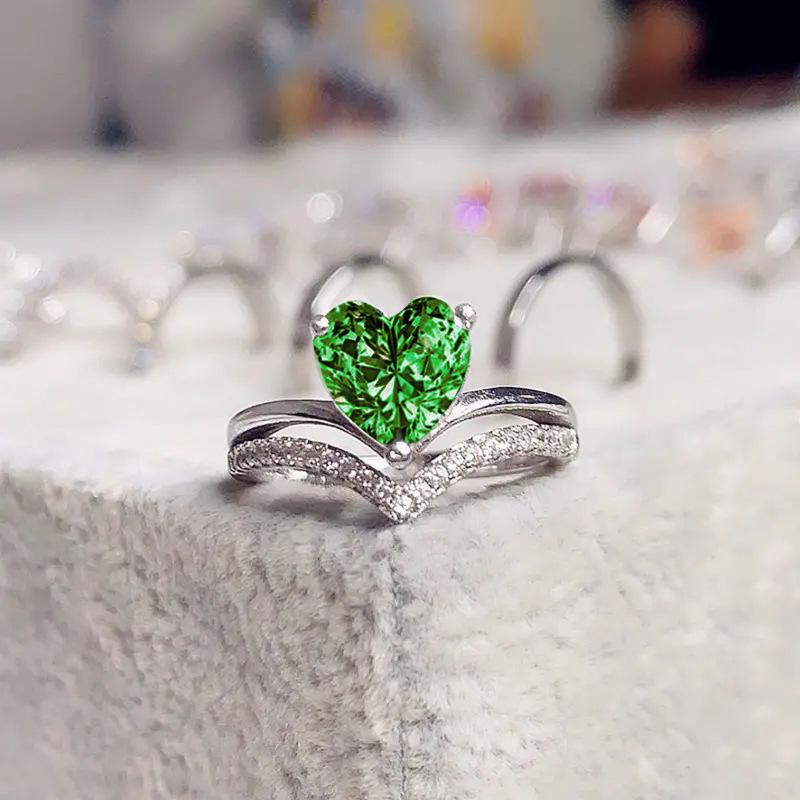 Luxury Crown Valentine'S Day Ring, Micro V-Shaped Love Ring Kuaishou Internet Celebrity