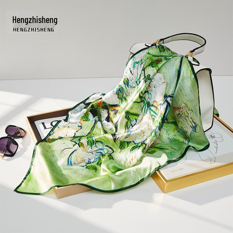 2024 New Style Mulberry Silk Scarf 70 - Fangcaodu Small Square Summer Shawl