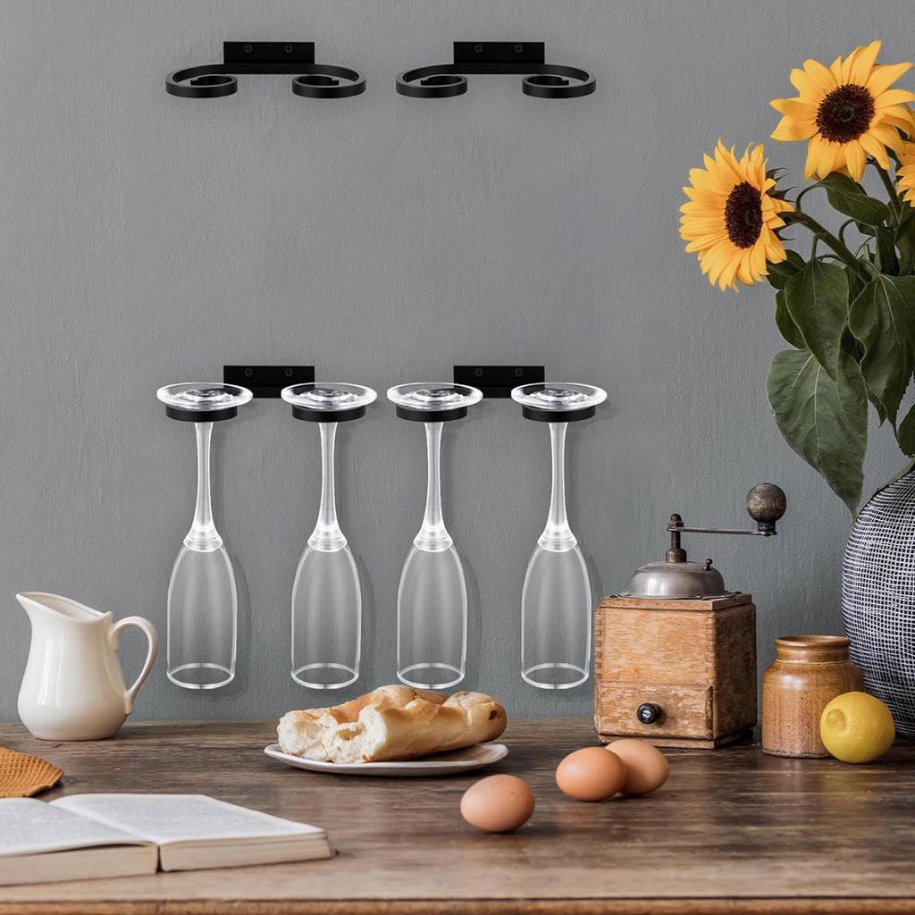 4 Stück Vielseitiger Weinglas-Organizer Wandmontage Metall Stielglashalter Platzsparend Gläserhalter Küchenzubehör