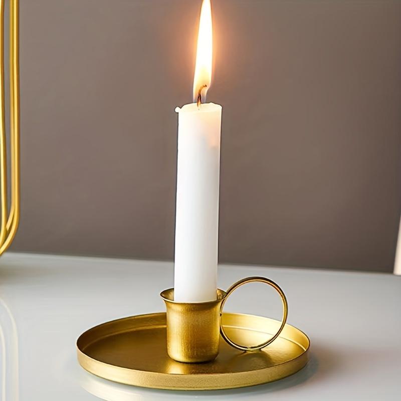 

1pc Modern Black and Golden Candle Holder for Weddings, Birthdays, and Home Decor - Perfect for Tree Candles, Birthday Candles, and More